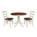International Concepts Round Pedestal Table, 36 in W X 36 in L X 29.1 in H, Wood, Antiqued Almond/Espresso K12-36RT-C2-2